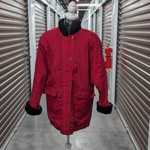 Vintage Buddy Bates Size 8 Red Nylon Jacket with Black Trim 90s Y2K Gorpcore